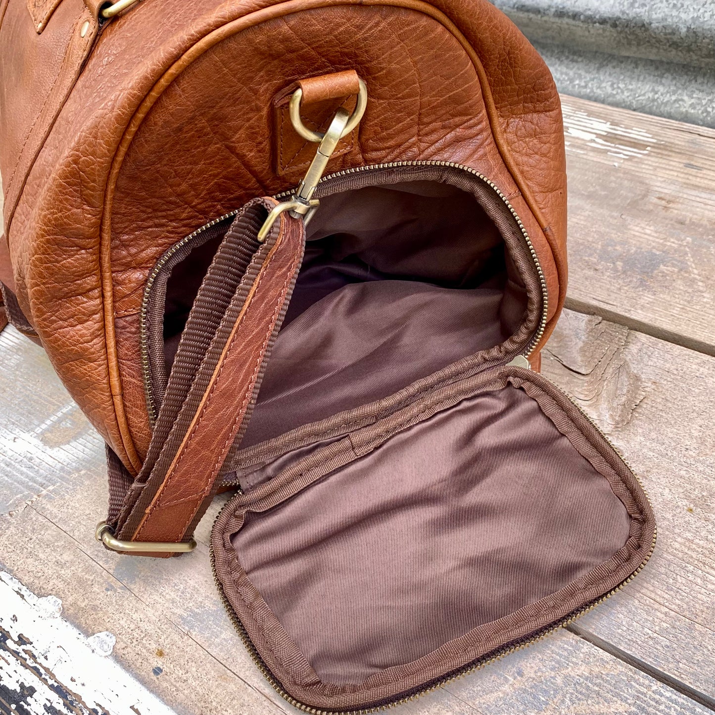 Vintage Leather Duffle/Sports Bag