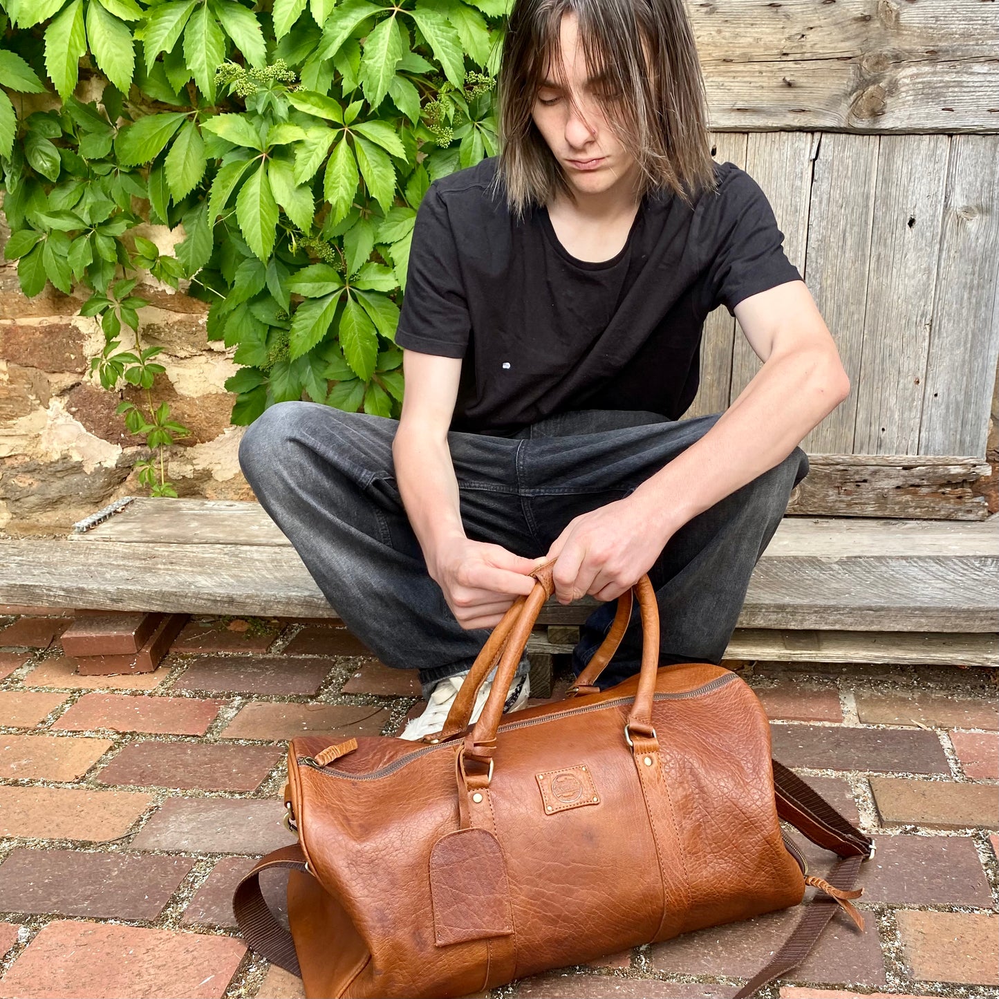 Vintage Leather Duffle/Sports Bag