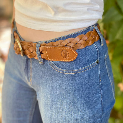 Tan Thick Plait Leather Belt