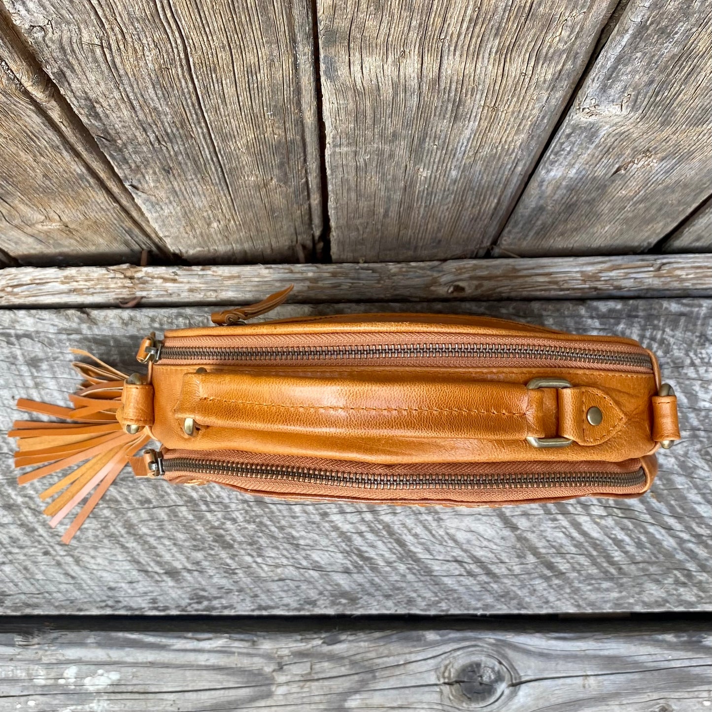 Carved Leather Round Bag