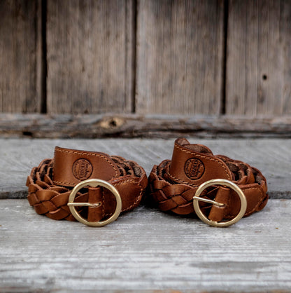 Tan Thick Plait Leather Belt