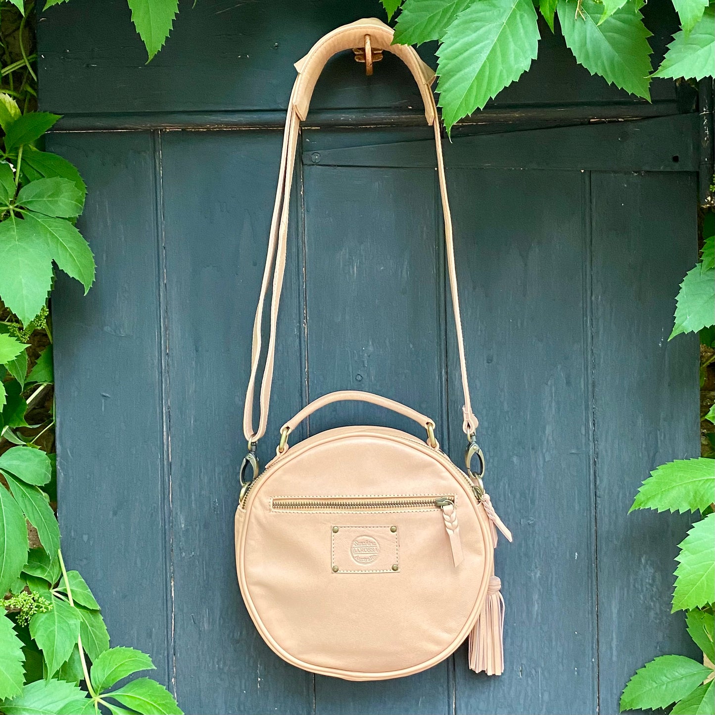 Carved Leather Round Bag