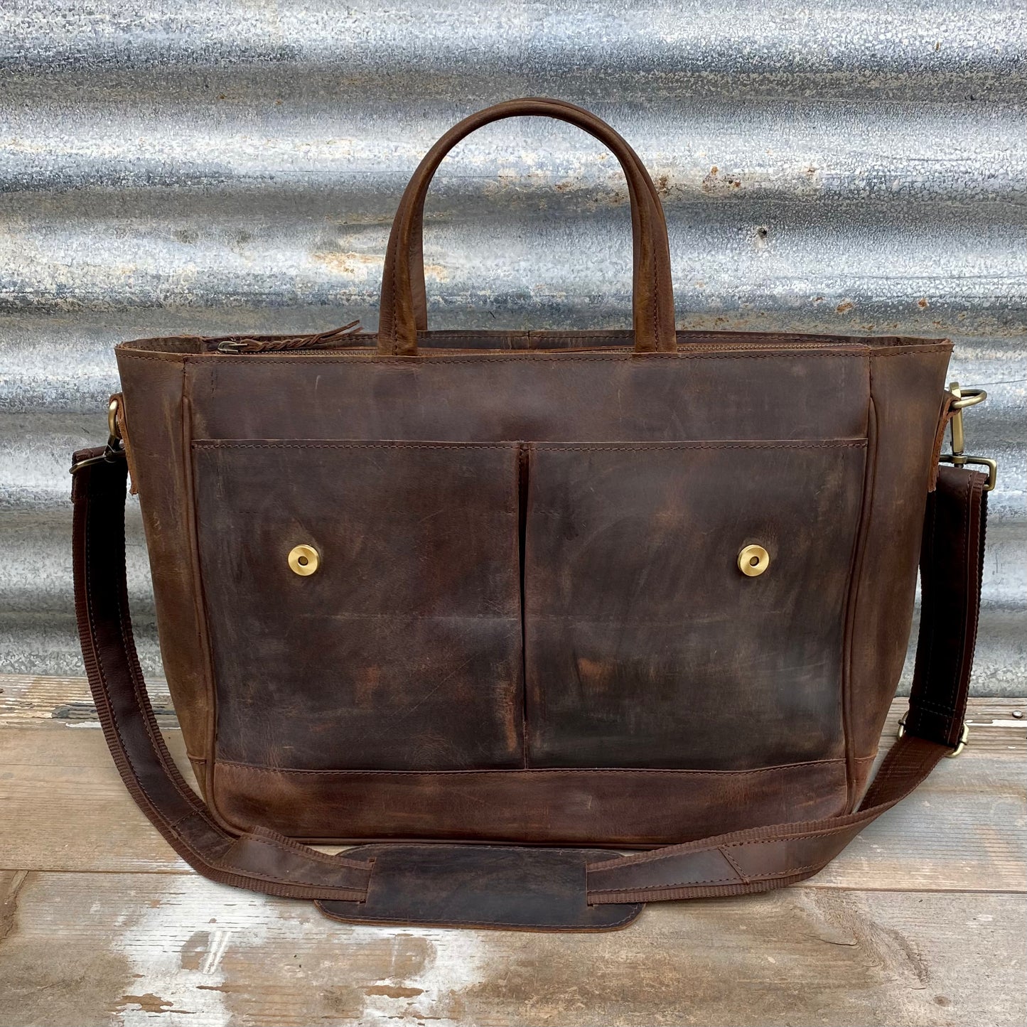 Buffalo Hide Leather Laptop Satchel