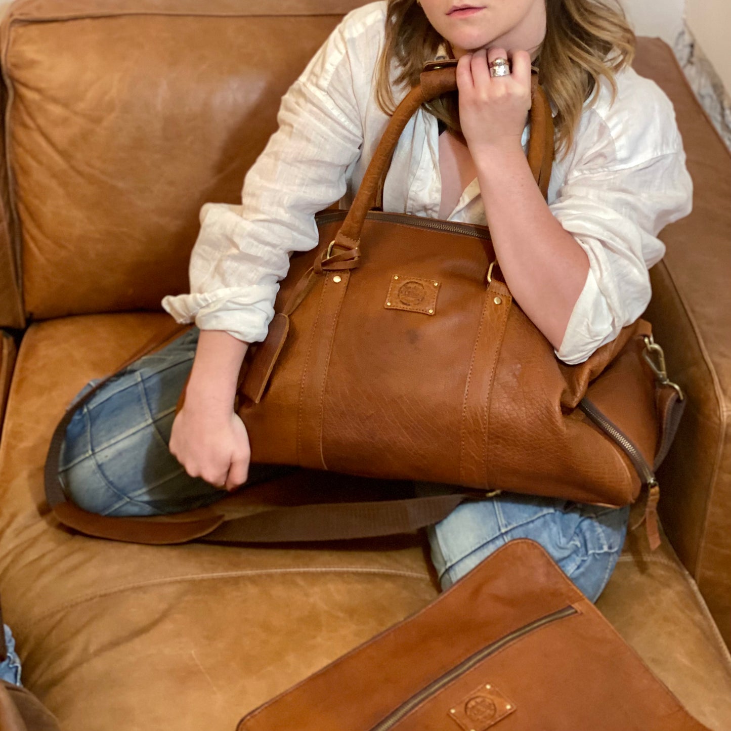 Vintage Leather Duffle/Sports Bag