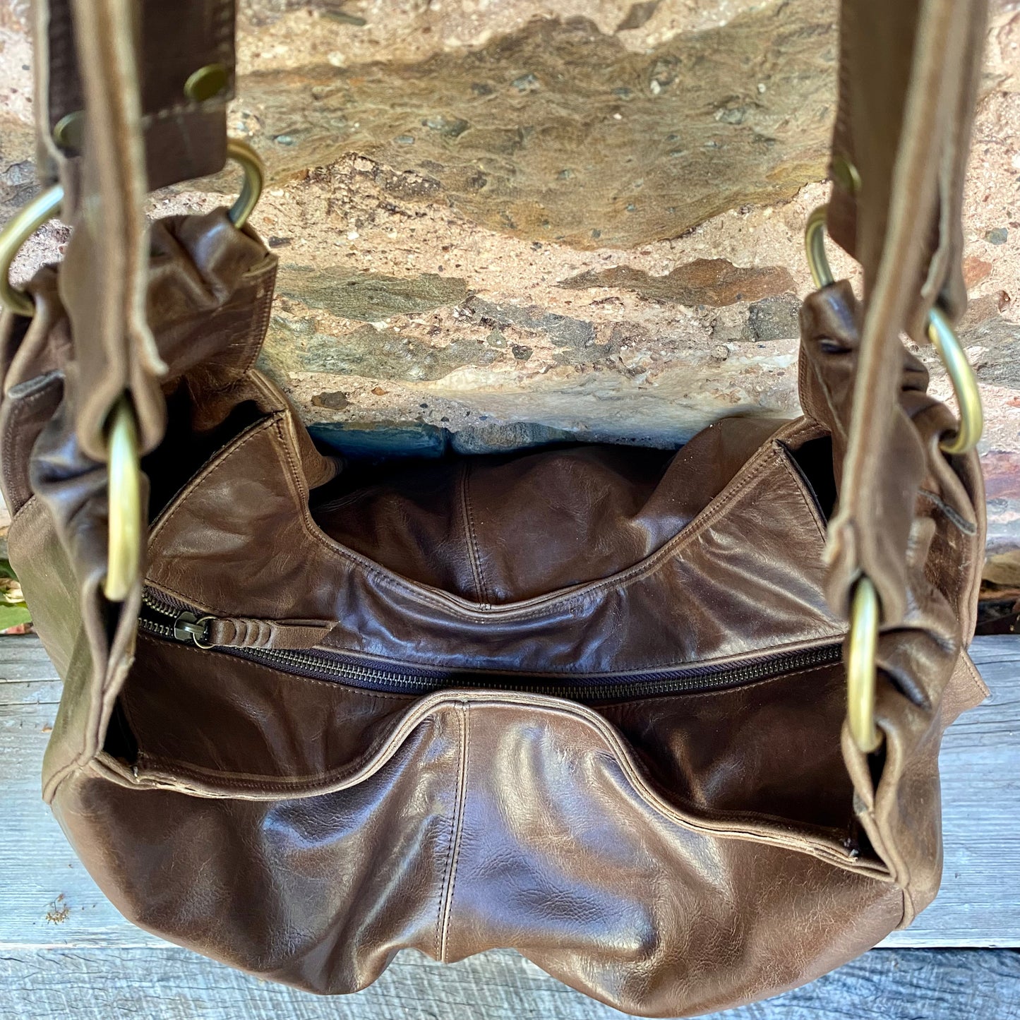 Large leather slouch bag 2025