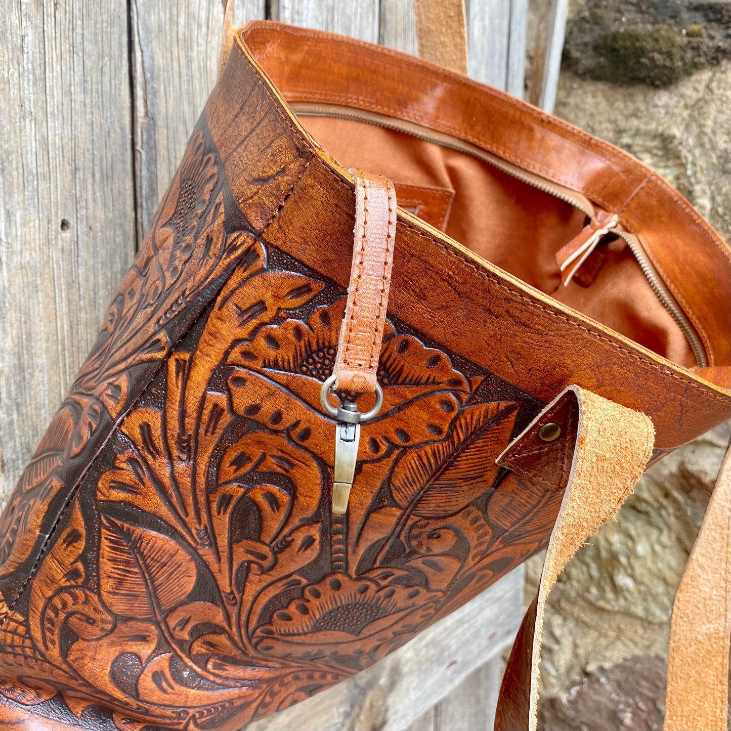 Large Carved Leather tote