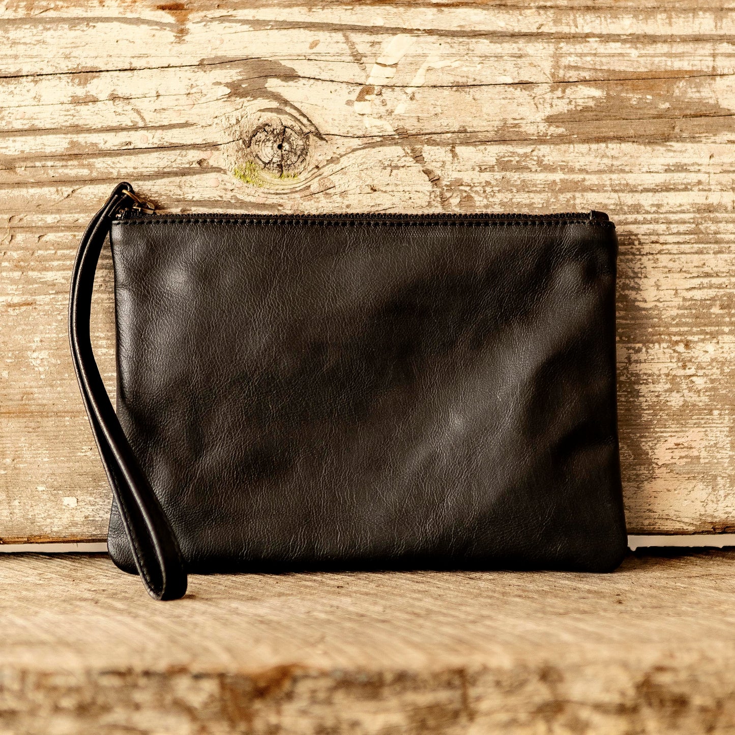 Leather Phone Clutch With Wrist Strap