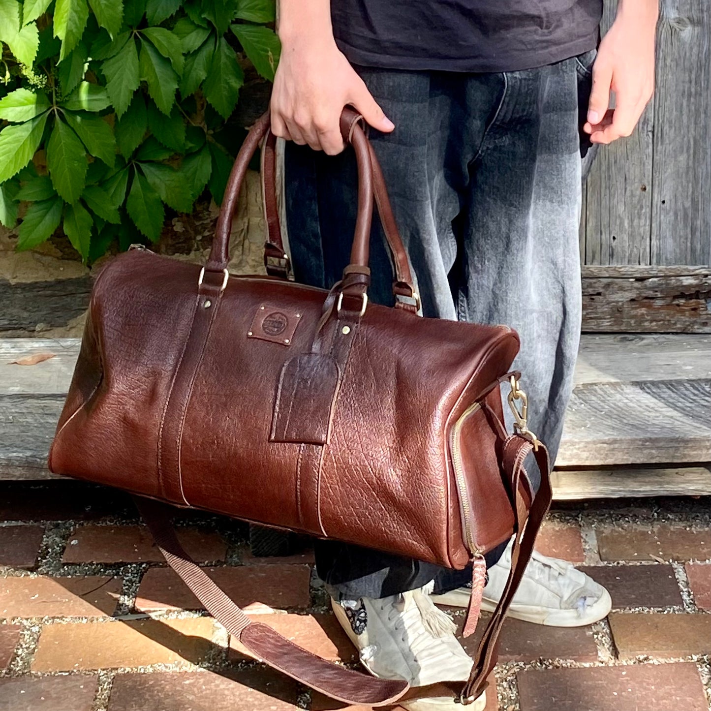 Vintage Leather Duffle/Sports Bag