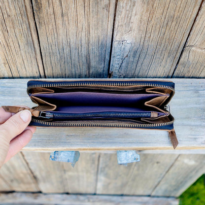 Slender Zippered Leather Purse / Wallet