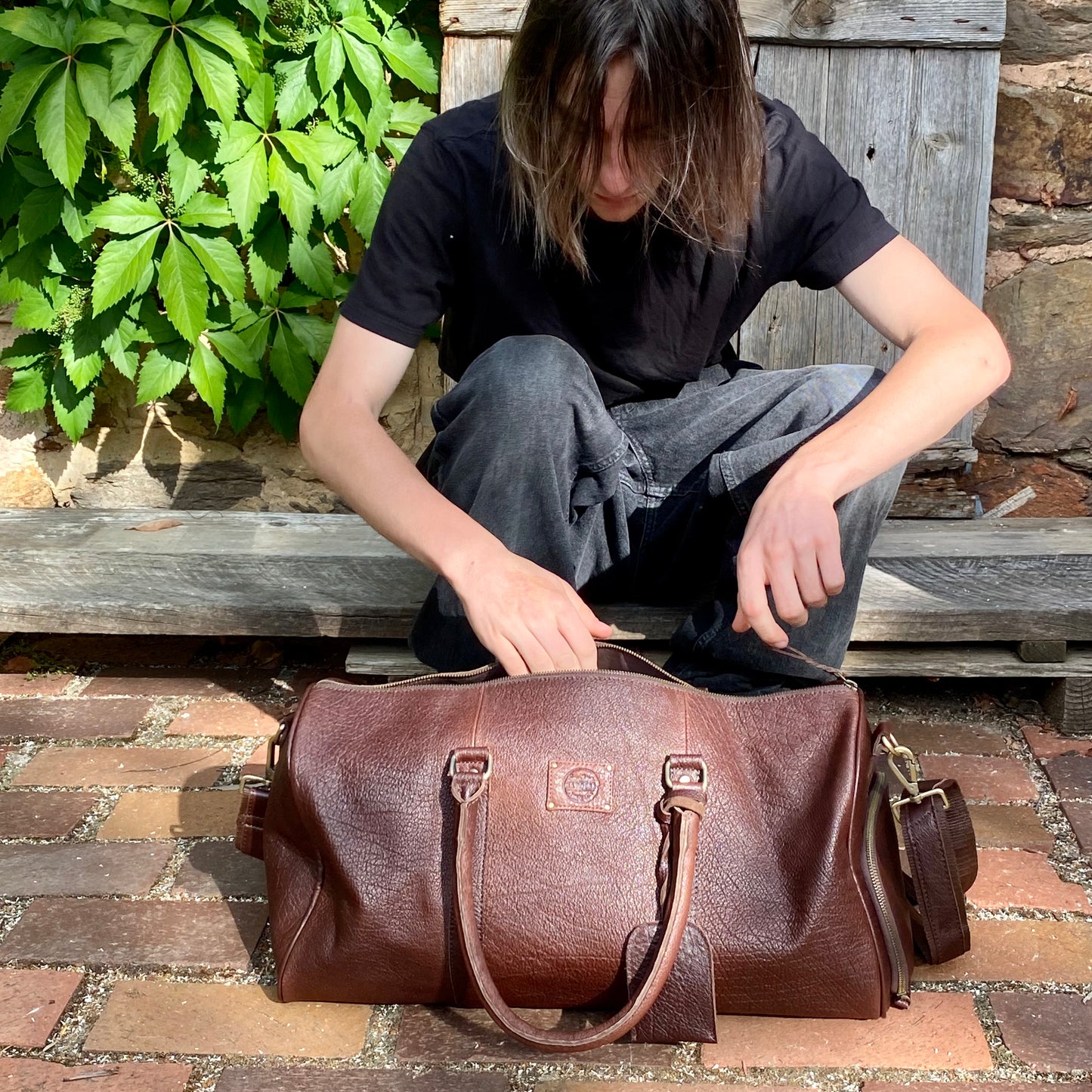 Vintage Leather Duffle/Sports Bag