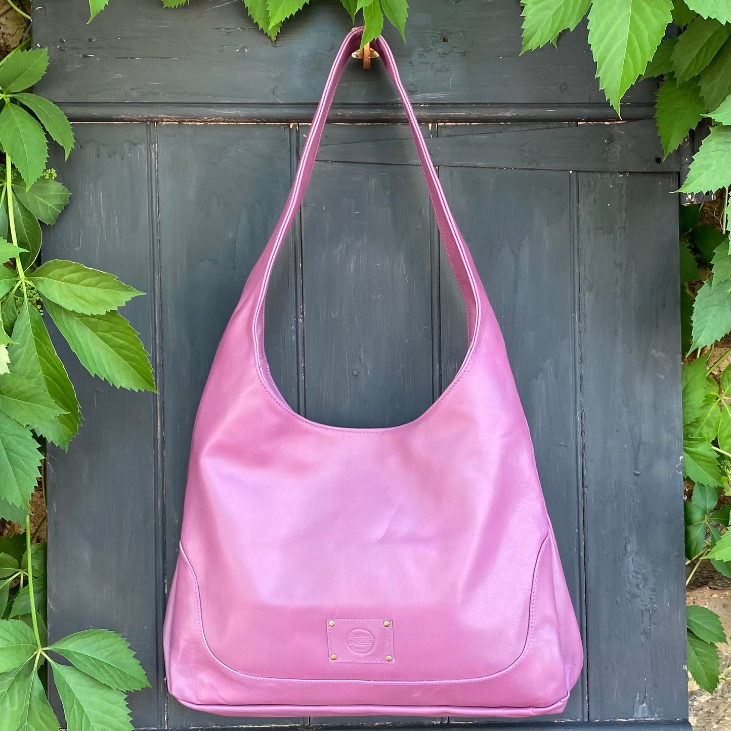 Coloured Leather Wide Strap Slouch Bag