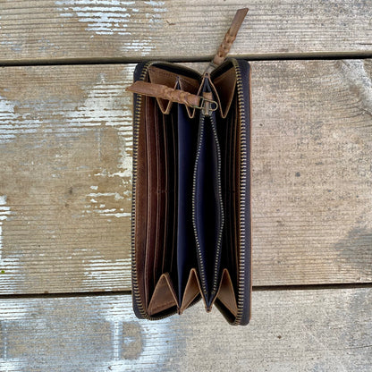 Slender Zippered Leather Purse / Wallet