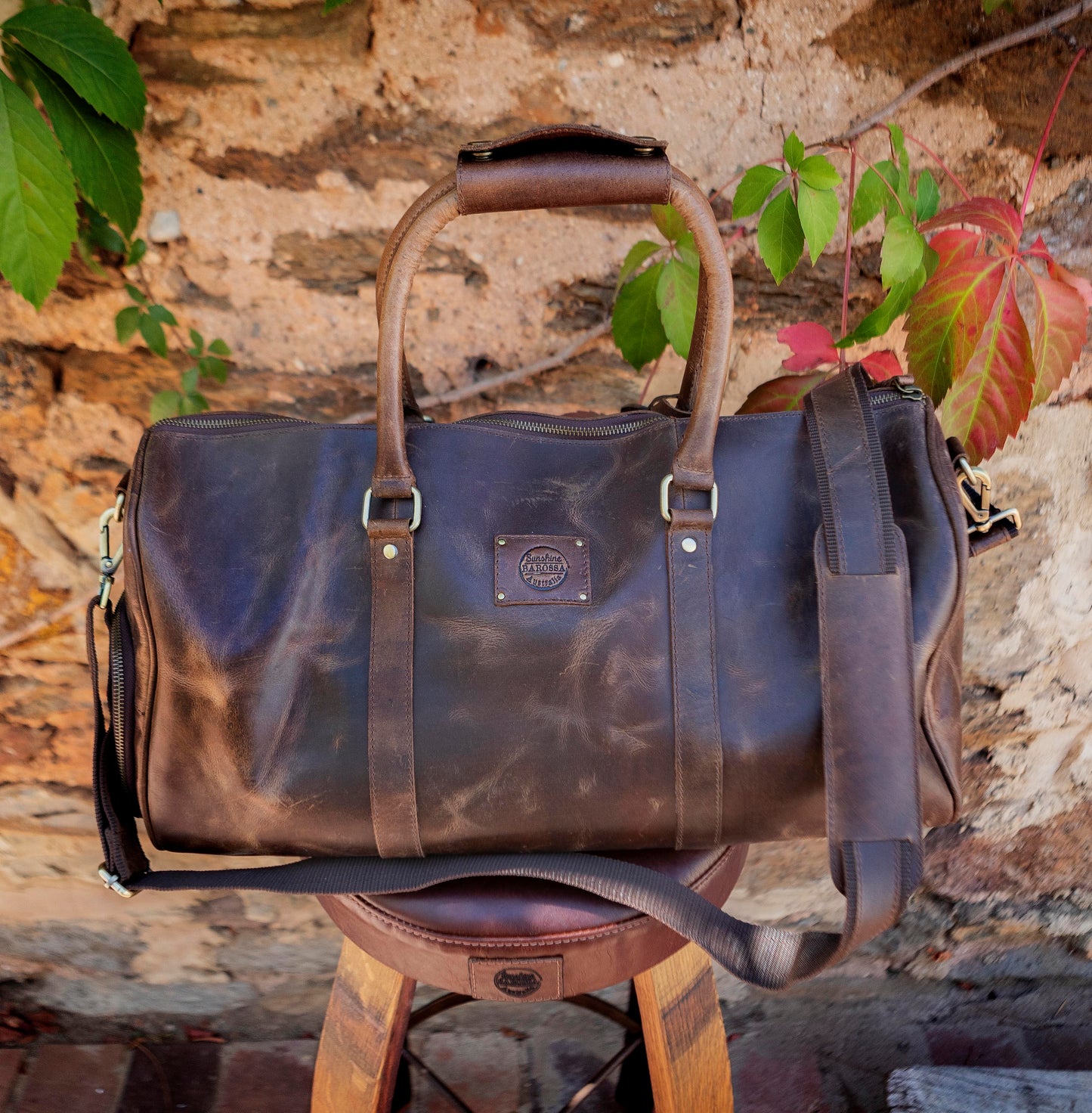 Vintage Leather Duffle/Sports Bag