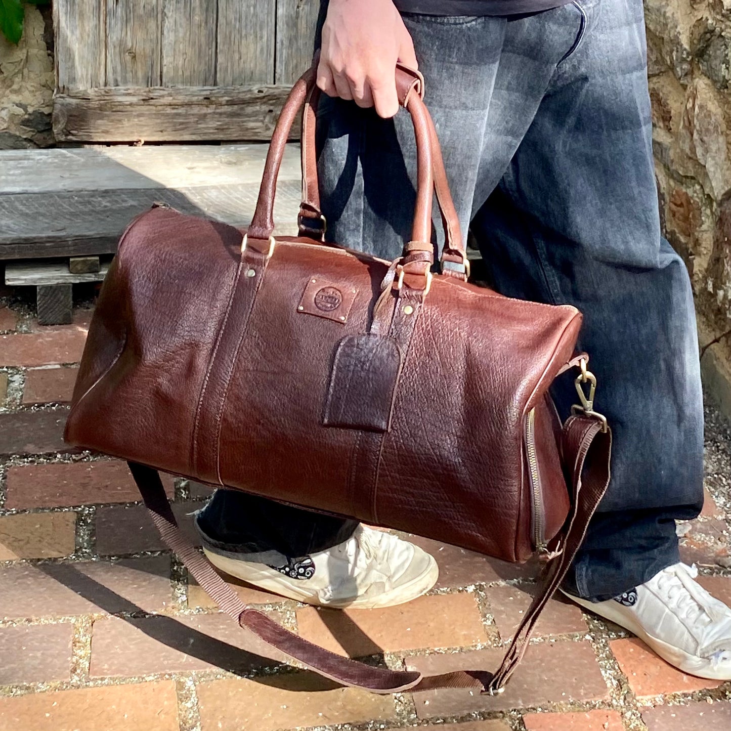 Vintage Leather Duffle/Sports Bag