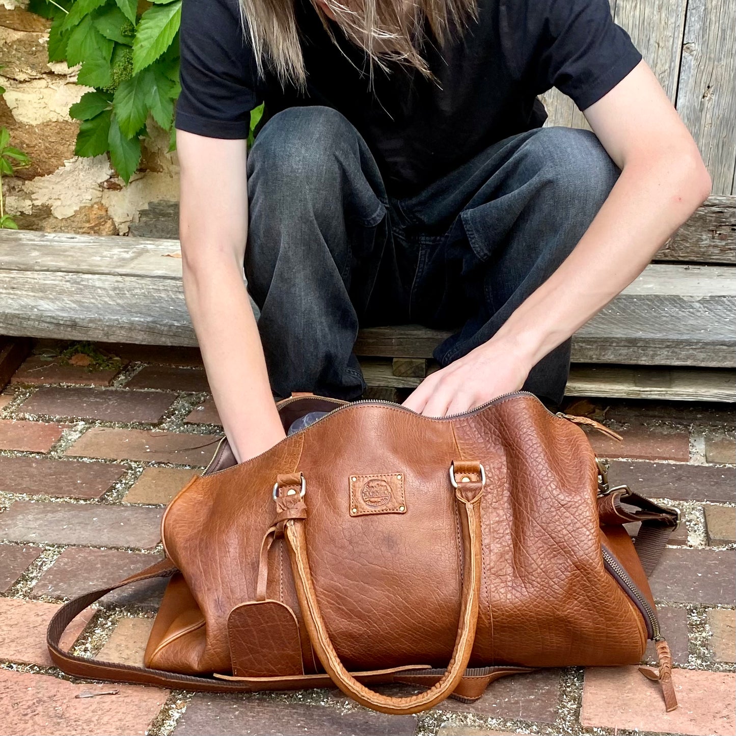 Vintage Leather Duffle/Sports Bag