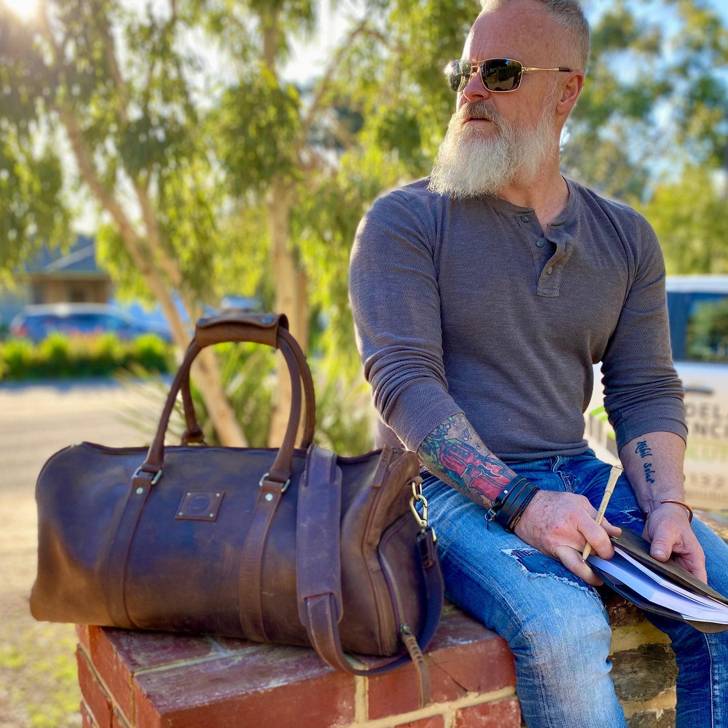 Vintage Leather Duffle/Sports Bag