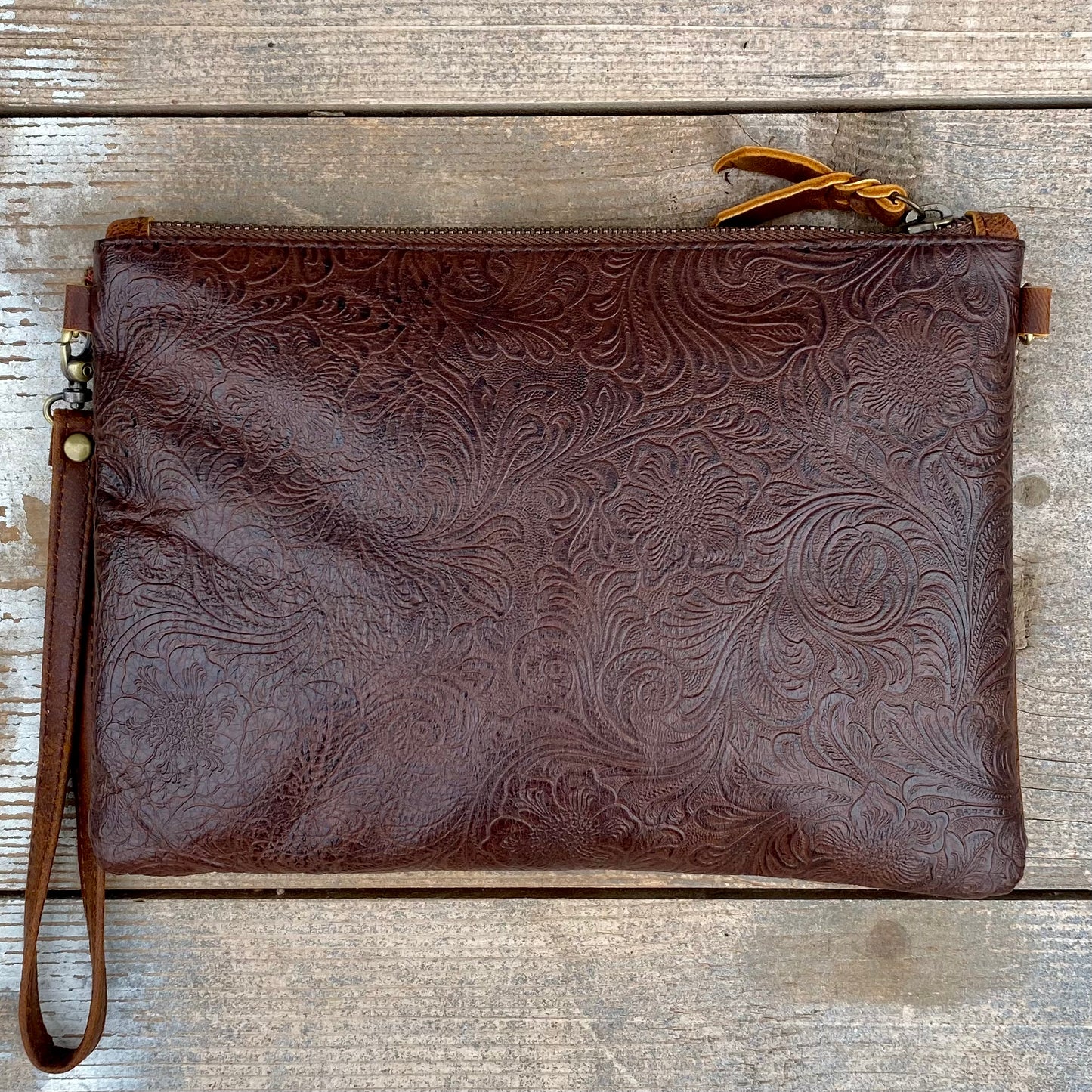 Embossed Leather Clutch