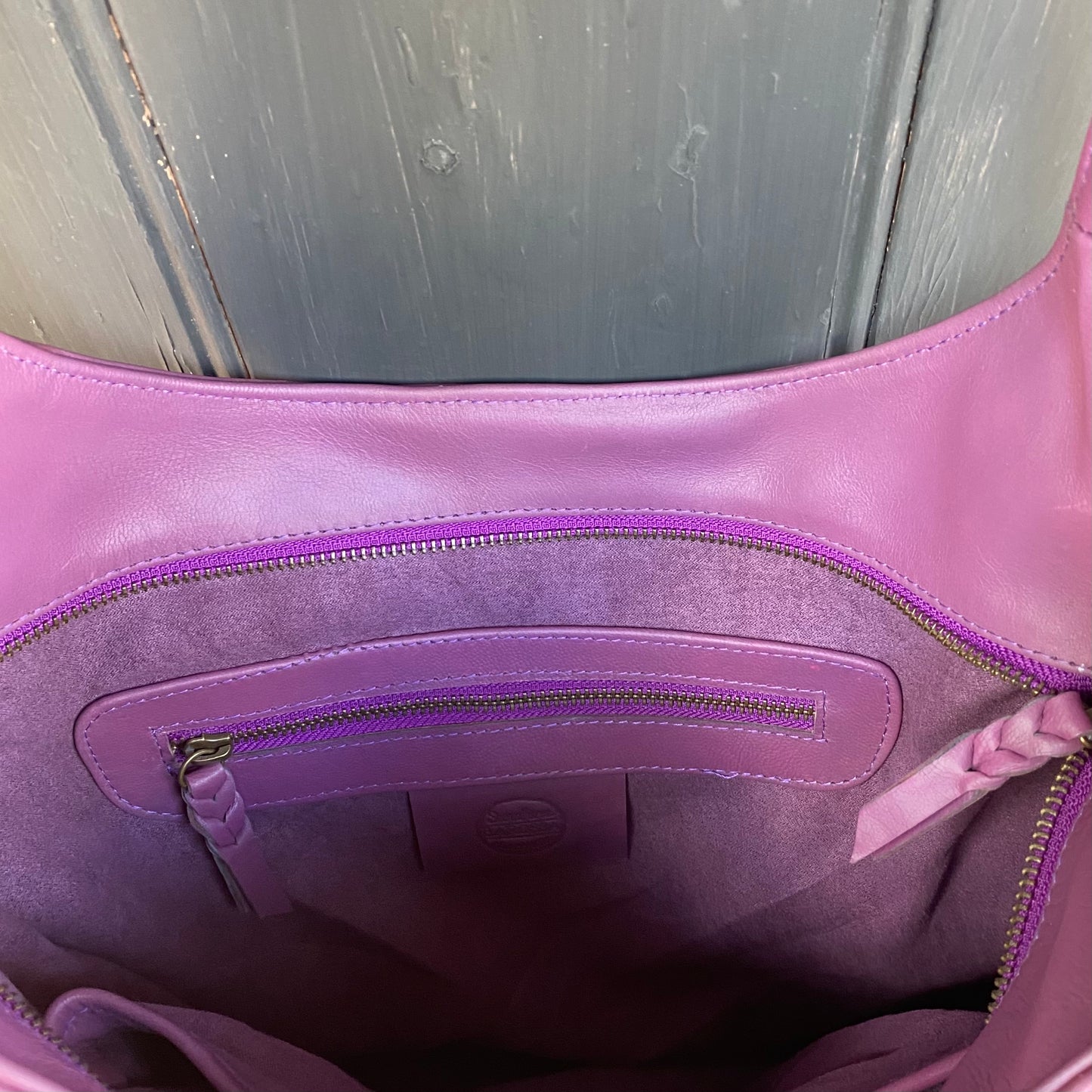 Coloured Leather Wide Strap Slouch Bag