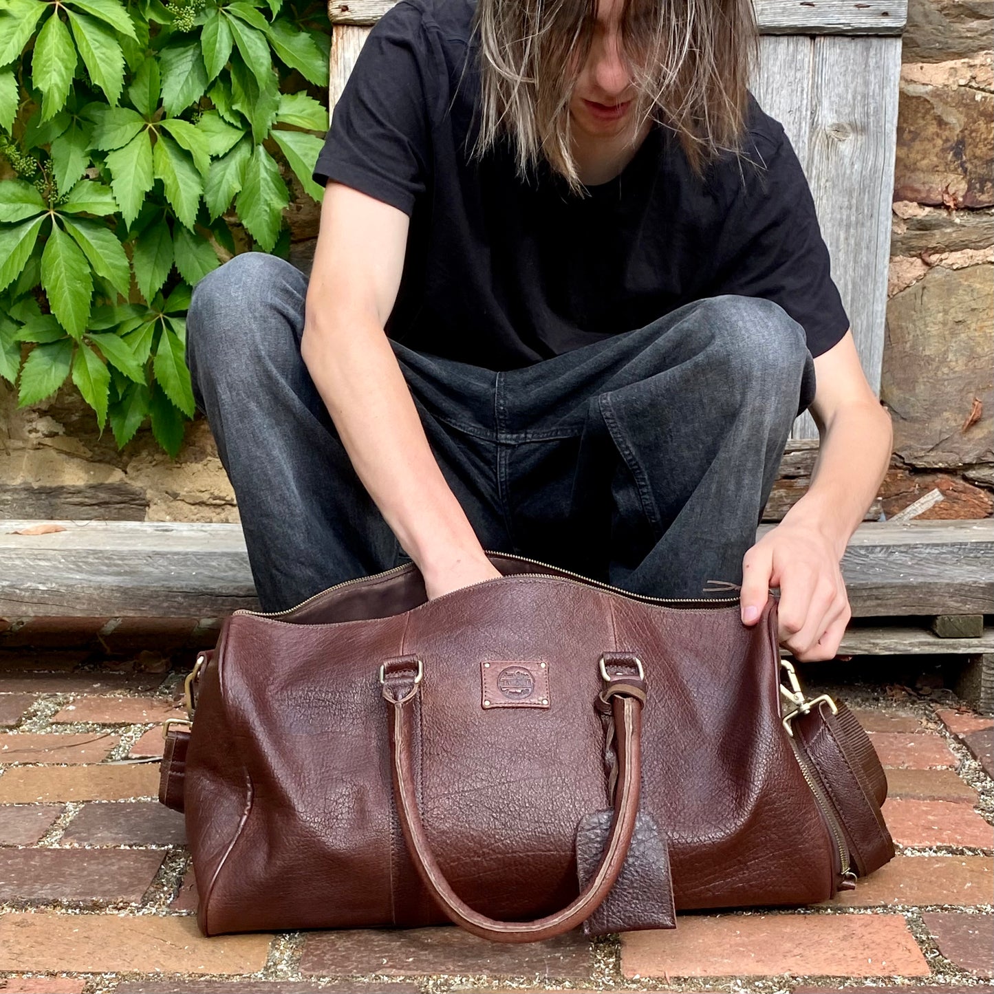 Vintage Leather Duffle/Sports Bag