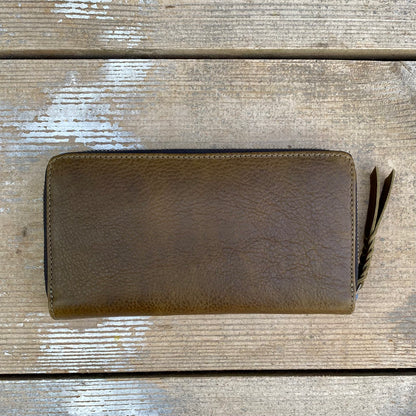 Slender Zippered Leather Purse / Wallet